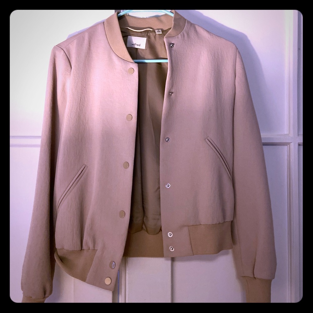 Wilfred tan silk bomber